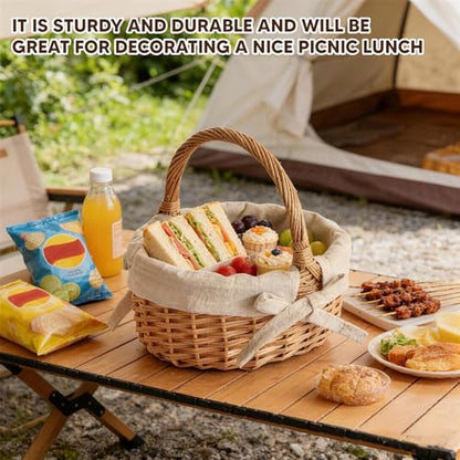 Small Wicker Basket Wicker Picnic Basket Storage Basket Bread Basket, Eggs Candy Basket for Candy Harvesting Photography Prop