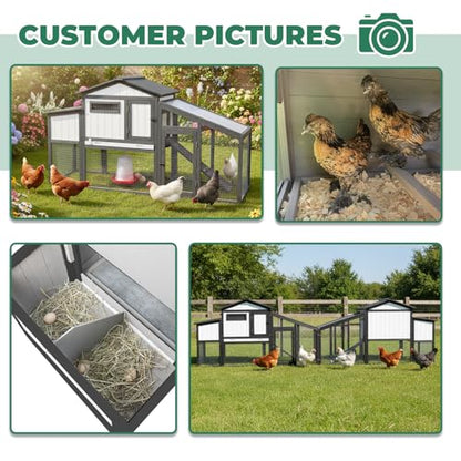 131" L Large Chicken Coop with Run, Wooden Chicken Hen House with 4 Nesting Box, UV-Resistant Roof, Pull Out Tray, Outdoor Rabbit Hutch Poultry Cage for Chickens Duck Bunny - color: 131"L Black