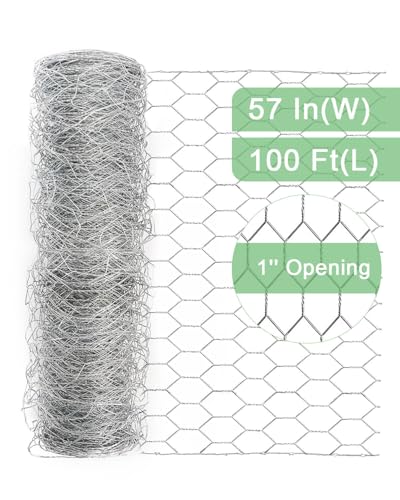 Garden Poultry Chicken Wire Netting - 57 '' × 100 ' Garden Fence Animal Barrier, Chicken Wire for Crafts, 1 inch Mesh Poultry Netting Fence, Pet/Rabbit/Chicken Wire Fencing - size: 57 inchx100 Ft