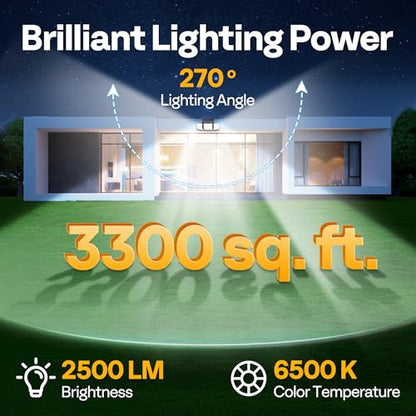 VIVOHOME Linkable Solar Flood Lights Outdoor, 2 Adjustable Motion Sensors Security Lights with 3 Heads, 2500LM, IP65 Waterproof, Solar Powered for Outside, Yard, Porch, Patio - size: Linkable - 1 Pack