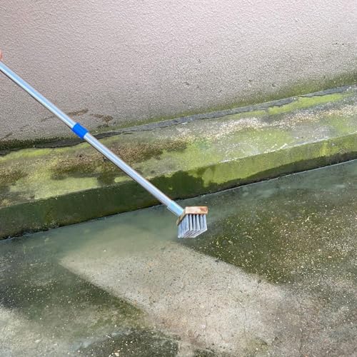 Stainless Steel Wire Scrub Brush with Long Handle, 63'' Heavy Duty Stiff Metal Bristle Scrubber Broom, Moss Remover Wire Cleaning Brushes, for Rough SurfaceConcrete Floor Patio Garden Garage - size: 20 cm
