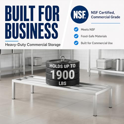 60" x 24" x 12" Aluminum Dunnage Rack Heavy Duty Floor Storage Stand, NSF for Commercial Use - size: 60"W x 24"D x 12"H