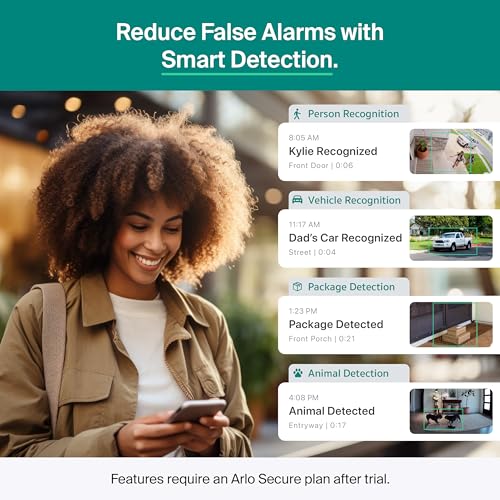 Arlo Essential Security Camera 2K (3rd Gen, 2025 Release) 5 Cam + 6 Months of Secure Plus Plan - Wireless Outdoor Camera, Battery Power, Person Recognition, Package Detection, Animated Preview, White - color: White, size: 5 Cameras, style: Battery Power