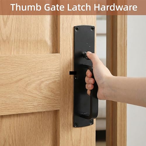 WRINGKIT Heavy Duty Thumb Latch, Self Locking Gate Latch for Wooden Fence, Double-Sided Fence Latch Hardware Kit with 9" Handle, Door Lock Latch for Vinyl Fences, Outdoor Gate, Farm, Garden