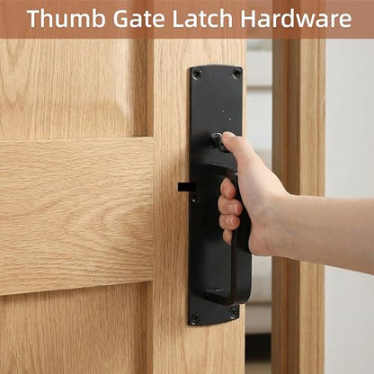 WRINGKIT Heavy Duty Thumb Latch, Self Locking Gate Latch for Wooden Fence, Double-Sided Fence Latch Hardware Kit with 9" Handle, Door Lock Latch for Vinyl Fences, Outdoor Gate, Farm, Garden