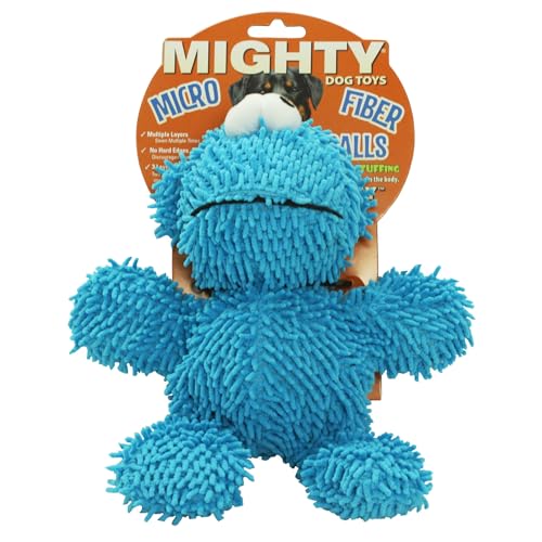 MIGHTY® 2 Pack Microfiber Medium Monster Dog Toys | Ultra Durable Plush Toy with Multiple Layers & Reinforced Seams , Washable and Floats , Mighty® Construction - color: 2PK Blue Monster