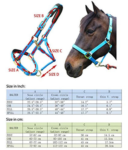 T TEKE Adjustable Horse Halters by Heavy Duty Soft Nylon, Padded with Anti-rubbing Waffle Neoprene on Both Crown & Nose - color: Green, size: X Full (XL)