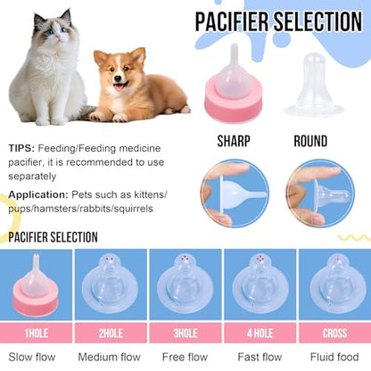 ASEVAT 5 oz 3PackPet Feeding Bottle, Anti-Choking Puppy Feeder Design,with 3pcs Replaceable and Reusable Silicone Nipples for Feeding Puppies, Kittens, Small Animals - color: Yellow