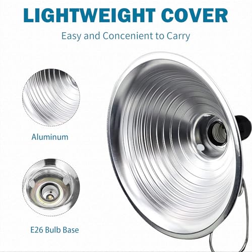 EP Clamp Lamp Light with Detachable 8.5 Inch Aluminum Reflector, 150 Watt E26 Socket (No Bulb Included), 6 Foot 18/2 SPT-2 Cord Cord, 1 Pack - size: 6
