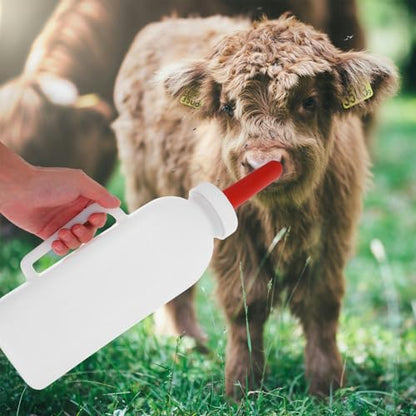 SUPVOX 2 Quart Calf Milk Feeding Bottle - Nursing Nurser with Handle & Rubber Nipple - 2l Long-spout Livestock Supply for Calves, Lambs & Goats - Farm Animal Feeder