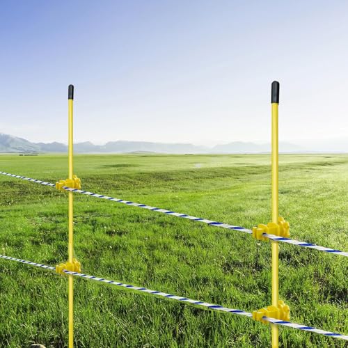 50 PCS Electric Fence Insulators - Screw Mount Round Post Clips, Durable Wire Holders for Farm and Pet Fences - Yellow - color: Yellow 50 Pcs