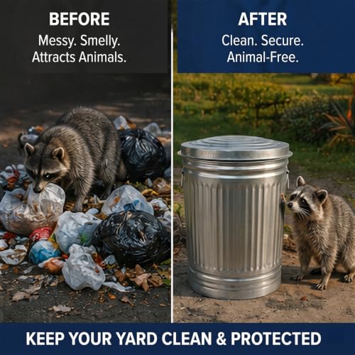31 Gallon Metal Trash Can, Galvanized Steel Trash Can with Locking Lid – Outdoor & Indoor Heavy-Duty Garbage Can, Rodent & Rust Resistant, Ideal for Yard Waste, Pet Food Storage, and More