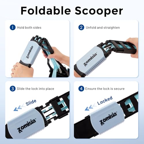 ZOMISIA 32" Pooper Scooper with Waste Bags - Poop Scooper for Large Dogs with Long Handle High Strength Material and Durable Spring for Yard, 30 Count Poop Bags - size: 32 Inch