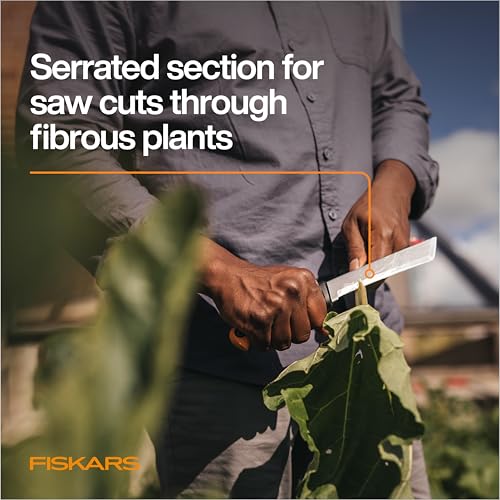 Fiskars Harvesting Knife for Produce, 6" Blade, Serrated Edge Hand Tool Perfect for Vegetables, Extended Tang Design, Garden Harvesting & Food Prep Knife, Sheath Included, Gardening Gifts for Women - style: Harvesting Knife