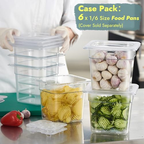CURTA 6-Pack 1/6 Size 6" Deep NSF Polycarbonate Food Pans | Dishwasher & Freezer Safe Clear Container for Prep Tables, Buffet, Salad Bar, Commercial & Home Kitchen - color: 1/6 Size, size: 6" Deep