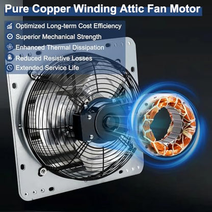 Criditpid 7 Inch Wall Mounted Shutter Exhaust Fan with ON/OFF Switch, High-Speed, Low-Noise Pure Copper Motor, Wall Exhaust Fan for Gable, Shed, Garage, Greenhouse, Kitchen, Attic, 760 CFM, 1600 RPM. - size: 7 Inch Exhaust Fan