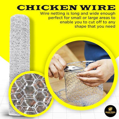 Chicken Wire 18 in x 25 FT x 2” Mesh x 20GA | Poultry Wire Netting | Hot Dipped Galvanised | Hexagonal Galvanized Mesh for Chicken Coop, Rabbit Cage, Fence Barrier PM18x25x2 - style: 18 in x 25 FT x 2 in