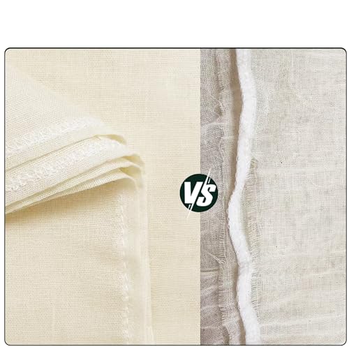 Grade 100 Cheesecloth for Straining, 15 Pack Unbleached Cotton Cloths | Precut with hemmed edges, reusable 56 x 42 weave, 10 pcs 20 x 20 + 5 pcs 15 x 15 for yogurt, cheese and nut milk