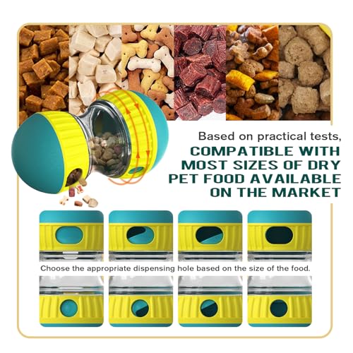 BSISUERM Dog Puzzle Toy Adjustable Treat Dispensing Ball Food Dispenser Tough Slow Feeder Puppy Enrichment Training Toy Pet Interactive Chase Toys for Small Medium Large Dogs to Keep Them Busy, Green - color: Green - Single - Standard