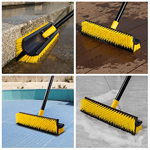 Yocada Double-Sided Floor Scrub Brush Triangle Brush Corner Crevice Cleaning Heavy Duty Stiff Bristle 65.5" for Cleaning Patio Bathroom Garage Kitchen Wall Deck Tub Tile