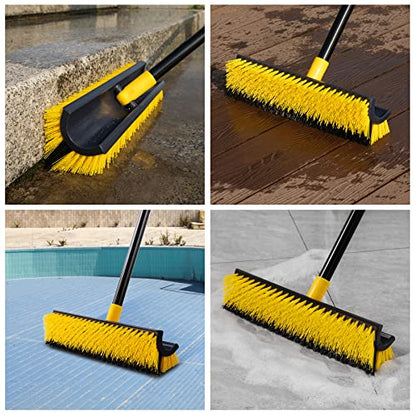 Yocada Double-Sided Floor Scrub Brush Triangle Brush Corner Crevice Cleaning Heavy Duty Stiff Bristle 65.5" for Cleaning Patio Bathroom Garage Kitchen Wall Deck Tub Tile