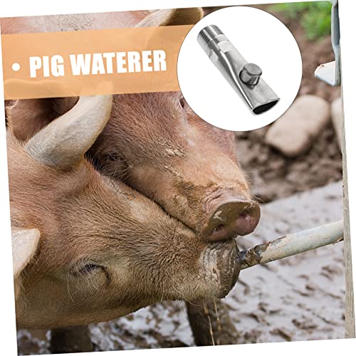 Totority 5pcs Sturdy Stainless Steel Pig Waterer Automatic Feeder Piglets Drinking Nozzle Livestock Trough