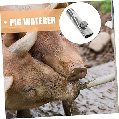 Totority 5pcs Sturdy Stainless Steel Pig Waterer Automatic Feeder Piglets Drinking Nozzle Livestock Trough