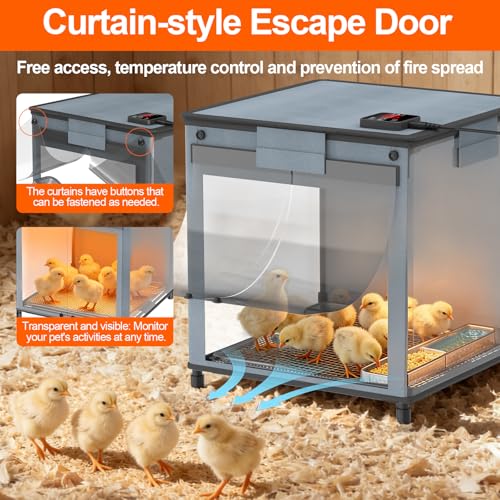 Brooder Box for Chicks, 4-in-1 Chick Starter Kit, Brooder Heating Plate with Adjustable Temp (7795) & 9H Timer, Baby Chicken Pen, Chicken Feeder, Waterer, 200W Poultry Coop Heater for Ducks, Quails
