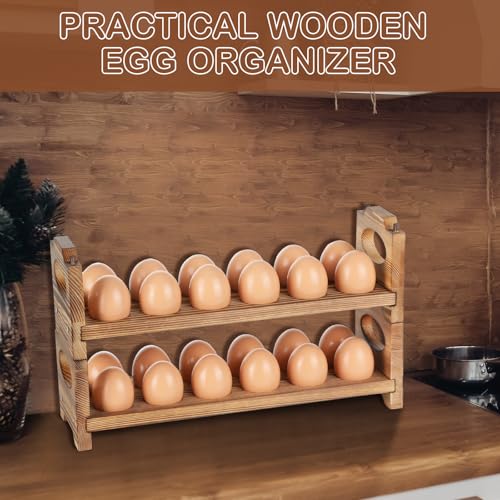 Wooden Egg Holder Countertop, 4-Tier/48-Hole, Stackable | Farmhouse Style, With Handle, Storage & Organizer, Durability, Assembly, For Chicken/Duck/Quail/Turkey/Easter Eggs - style: 4-Tier