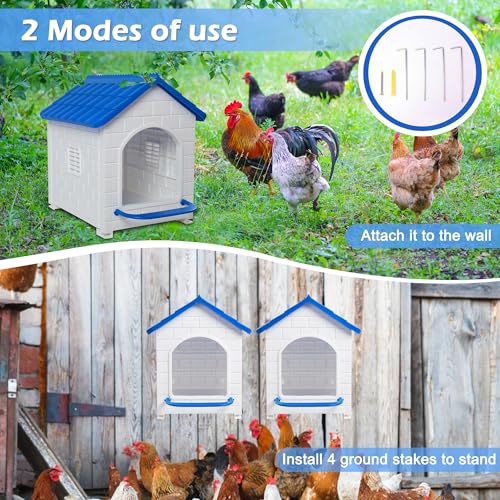 HiCaptain Chicken Nesting Box, Plastic Compartment Chicken Nesting Boxes for Chickens Coop for Laying Eggs for Hens, Ducks and Poultry with Chick Nesting Pads, Blue - color: Blue