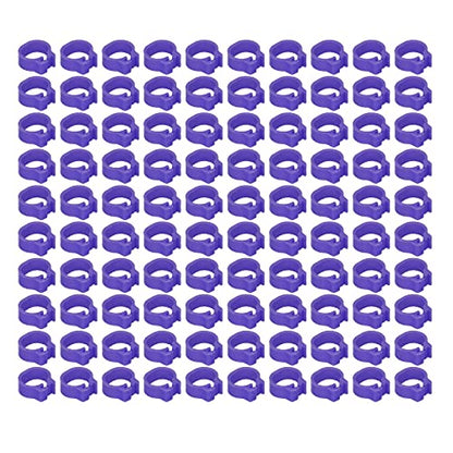 Omabeta 100PCS Reusable 8mm Pigeons Identification Leg Rings for Easy Dovecot Management and Marking, Lightweight Plastic Bands for Poultry Supplies (Purple) - color: Purple