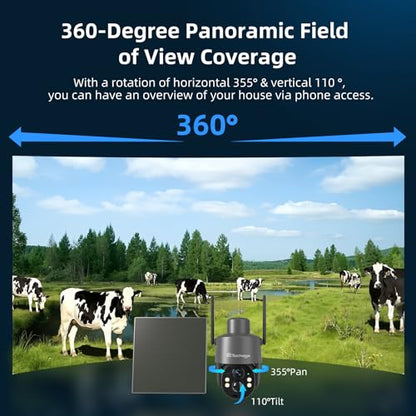 Techage 4G LTE Cellular Solar Security Camera Wireless Outdoor, 2.5K NO WiFi Security Camera with Color Night Vision, 360° PTZ Live View, PIR Motion Detection, Built-in SIM Card, 2 Way Talk - color: Grey-CQ1SG