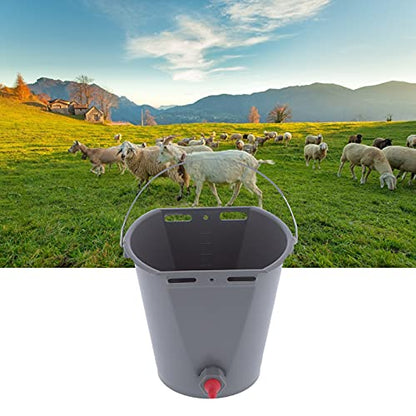 flexman 8L Cow Feeder Bucket, Lamb Milk Feed Bucket with Nipples Check Valves, Sheep Milk Feeding Bucket with Lifting Handle for Farms Livestock (for Sheep) - size: For sheep