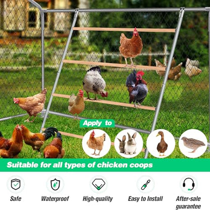 Chicken Perch for Coop, Sturdy Chicken Roosting Ladder, Easy Assembly, 25mm Diameter Galvanized Pipe and Wooden Material, Chicken Roost Essentials for Backyard Poultry (41.7" W x 55" H)