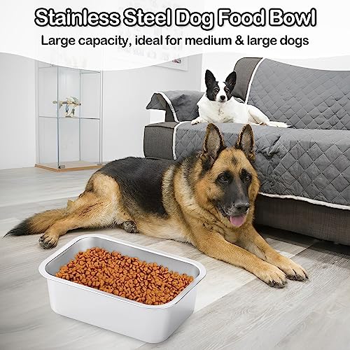 Fhiny 2 PCS Stainless Steel Dog Bowl, 1.2 Gallon Capacity Metal Dog Food & Water Bowls for Medium, Large, X-Large Dogs Indoor & Outdoor Universal Dog Bowl Dishwasher Safe