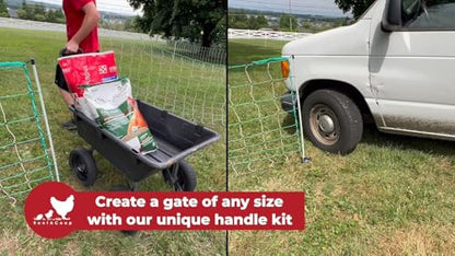 RentACoop Gate Handle Kit for Electric and Non-Electric Fencing - Includes Handles, Hooks, Stakes, Guylines, and Pegs - Posts Not Included