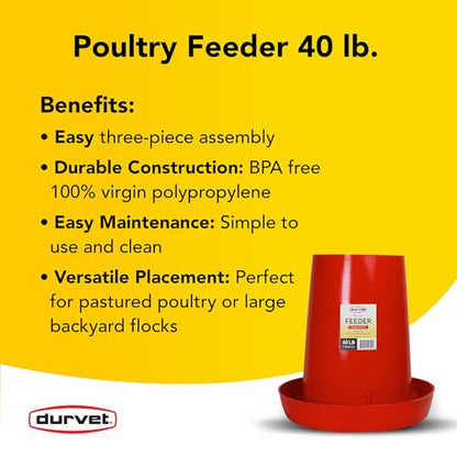 Durvet Pre-Starter Chick Feeder – 12 lb Capacity BPA-Free Polypropylene Poultry Feeder for Baby Chicks 0-10 Days, Low-Waste Flange Design, Heavy-Duty Broiler & Backyard Flock Feeding Tray