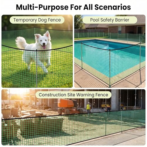 6.6x100ft Plastic Mesh Fence with Reinforced Double Black Edges, Heavy Duty Deer Fencing and Garden Netting Animal Barrier, 0.4in Square Mesh Safety Fence for Yard, Poultry and Plant Protection - size: 6.6ft x 100ft