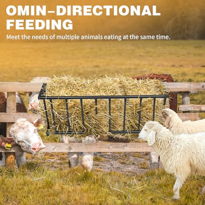 Outvita Horse Hay Feeder, 40.5'' Long Livestock Hay Feeder with 25 Gallon Large Capacity, Carbon Steel Wall Mounted Hay Rack for Horses, Sheep, Goats, Indoor Outdoor Uses(Black) - size: 40.5 in
