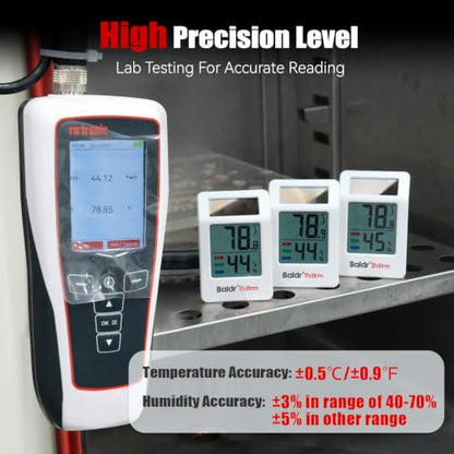 BaldrTherm Room Thermometer Indoor, Humidity Meter, 2026 Upgrade Bluetooth Thermometer with Privacy-Friendly Guest Mode | 250ft Coverage | Real-Time Alerts for Home, Office, Greenhouse - color: White-2Pack