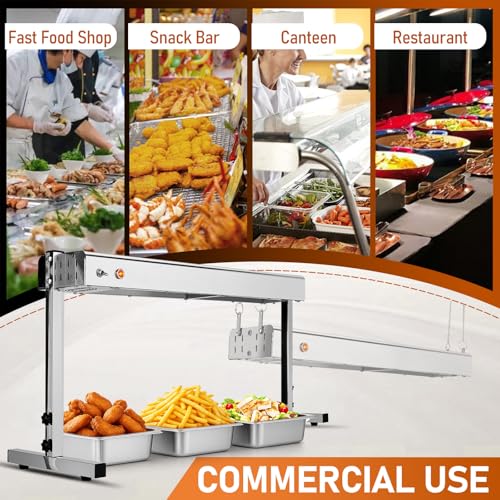 Winado 24 inch Food Heating Lamp, 750W Commercial Food Heat Lamp, Hanging & Freestanding Stainless Steel Infrared Strip Heater, Food Warming Lamp Restaurant Equipment for Restaurant Kitchen Cafeteria - size: 24 inch