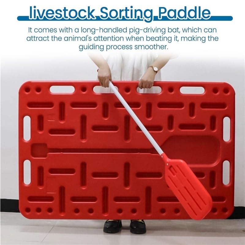 New Livestock Sorting Panel with Livestock Sorting Paddle, Lightweight and Sturdy Guide Panel for Pig, Cattle, Sheep, Goats, Large Pig Divider Board with Rounded Hand(47x31inch) - size: 47x31inch