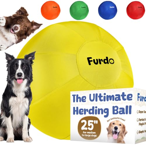 Herding Ball for Dogs, for Australian Shepherd, for Cattle, for Border Collie, for Blue Heelers & Other Medium to Large Dogs, Herding Dog Ball, Herding Dog Toys, Horse Ball - 25" Yellow - color: 2. Yellow