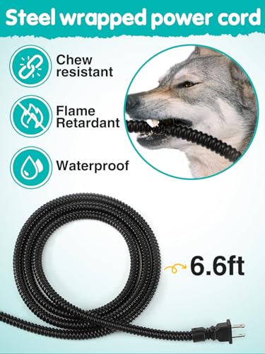 3.7L Heated Water Bowl for Outdoor Dogs Cats - 30W Thermostatic Control Heating Pet Bowl with 6.6Ft Bite-Proof Cord for Winter Chickens - size: 3.7L