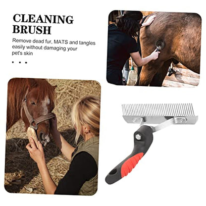 Toddmomy Horse Hair Grooming Comb with Rubber Handle Durable Metal Teeth for Pet and Horse Fur Cleaning Comfortable Non Slip Grip Rake for Large Animals
