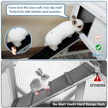 Rabbit Hutch Indoor Outdoor Bunny Cage, Weather Resistant Openable Roof, Slide Out Tray, Handle & Rolling Wheels, Chicken Coop, 48.05" L x 26.02" W x 34.3" H, White - color: White