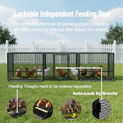 83" Metal Chicken Coop with Run Portable Chicken Tunnel Run and Coop Extension Heavy Duty Outdoor Poultry Cage for 15-20 Chickens Easy-Assembly Movable Chicken Duck Pen Black and Silver