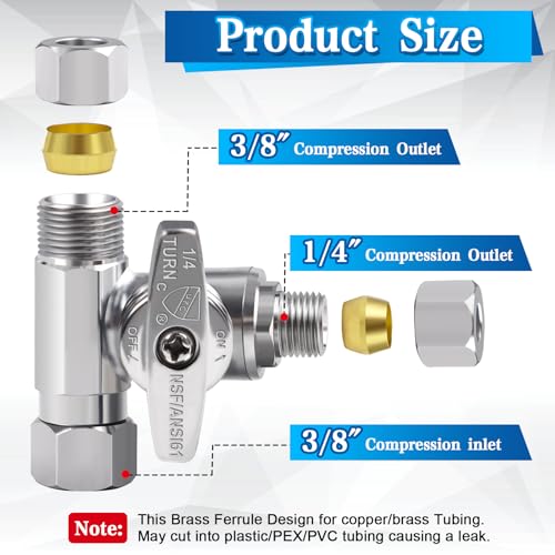 Stainless Steel Refrigerator Water Line Kit - 10ft Braided 1/4" Fitting with Brass Tee Stop Valve, Wrench, Sealing Tape for Ice Maker Water System