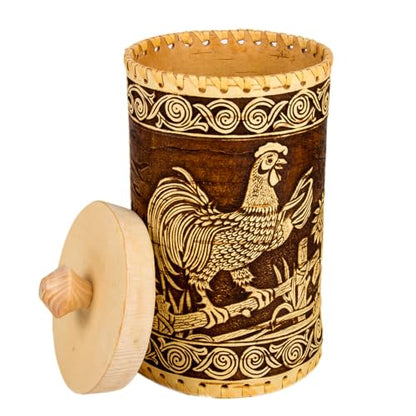 STP GOODS Birch Bark Container, Storage container, Kitchen Container Money to the House Birch Bark (Rooster) - color: Rooster