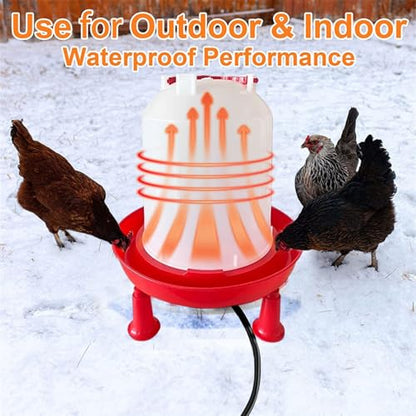 Heated Chicken Waterer, Integrated Temperature Chicken Water Heater with Handle for Chicken Coop, Poultry Water Dispenser for Winter (6, Liters)